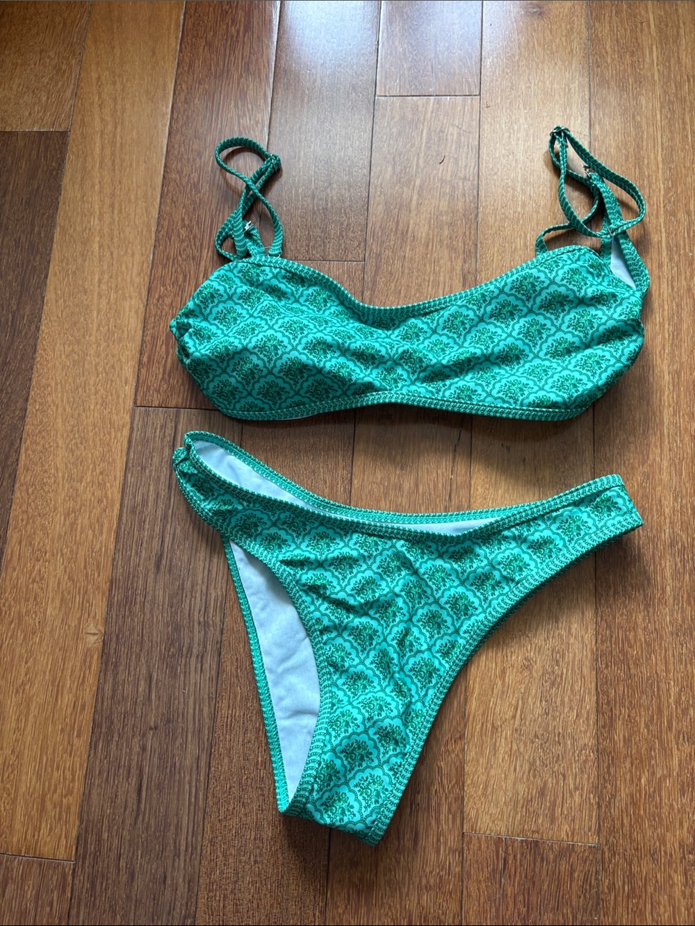 SHEIN Teal Patterned Women's Two-Piece Bikini